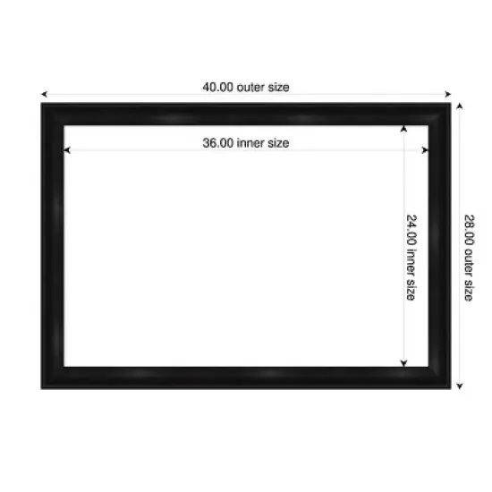 Amanti Art 28"x40" Grand Black Narrow Framed Magnetic Dry Erase Board image {3}