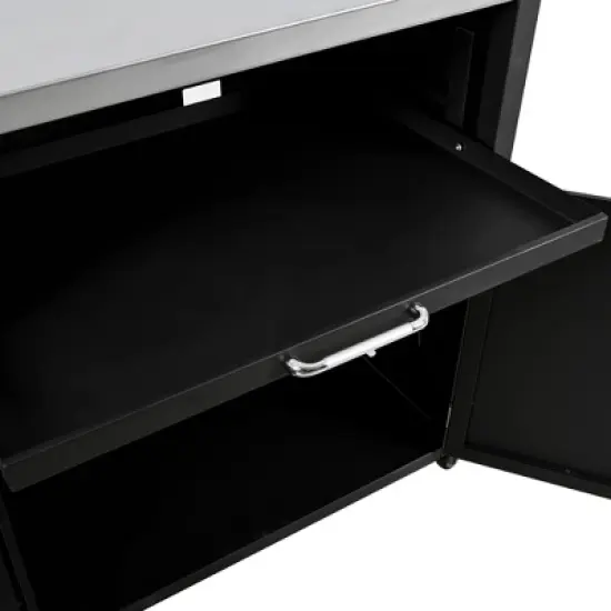 Whisen Versatile Outdoor Cabinet with Folding & Expandable Work Surfaces - Black image {7}