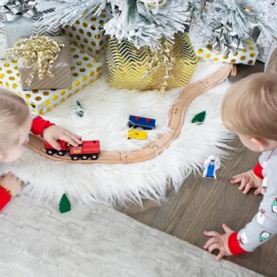 Melissa & Doug Deluxe Wooden Railway Train Set (130+pc) image {5}