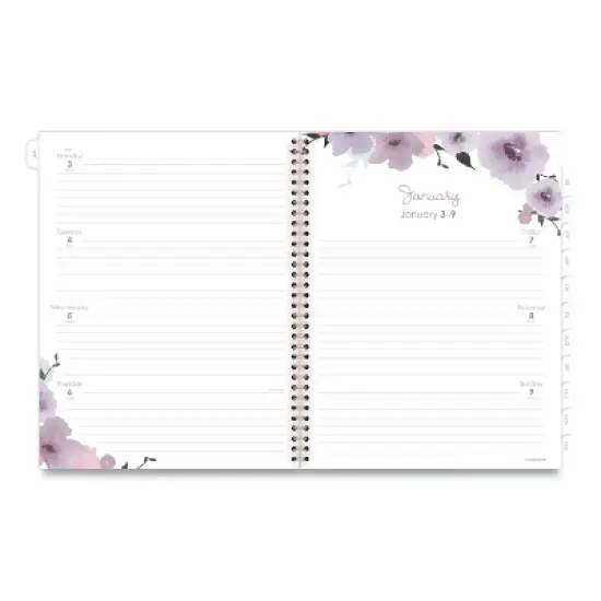 Mina Weekly/Monthly Planner, Floral Artwork, 11 x 8.5, White/Violet/Peach Cover, 12-Month (Jan to Dec): 2026 image {2}