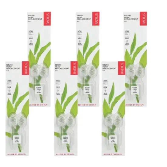 Radius Brush Head Replacement Soft Toothbrush Refill - Case of 6/2 ct image {4}