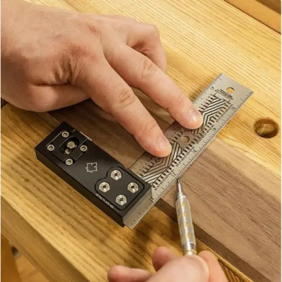 JessEm 07402 8 Inch Stainless Steel Precision Square Measuring Tool Ruler with Patented Flex Grip and Fade Resistant Markings - Imperial image {3}