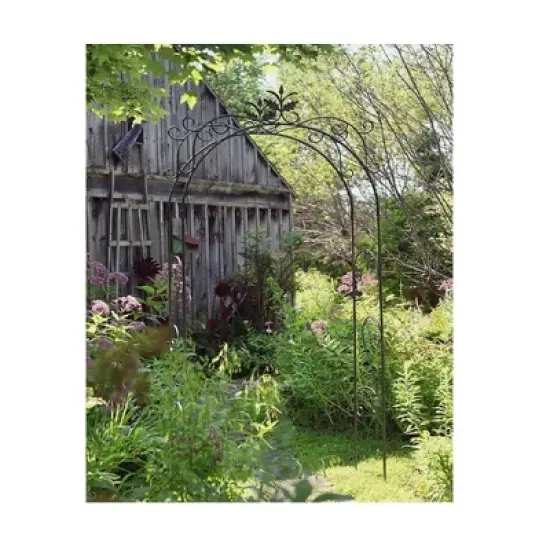 Achla Designs 113" Elegant Handcrafted Tuileries Iron Garden Arbor Graphite Powder Coated Finish image {1}
