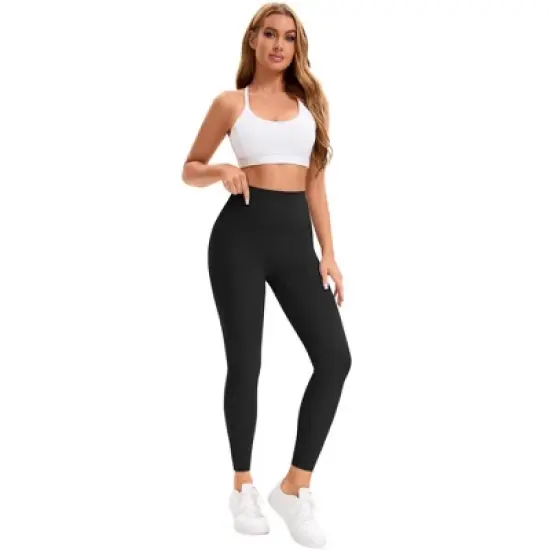 INSPIRE CHIC Women's 3 Packs High Waist Tummy Control Workout Running Leggings Soft Shapewear Pants image {4}