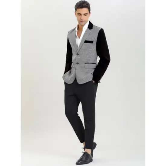 Lars Amadeus Men's Plaid Pattern Button Down Slim Fit Casual Jacket Blazer image {2}