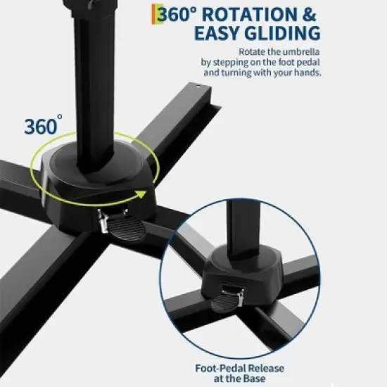 10FT Cantilever Umbrella Outdoor Patio Umbrella with Base and 360-Degree Rotation, Windproof image {2}