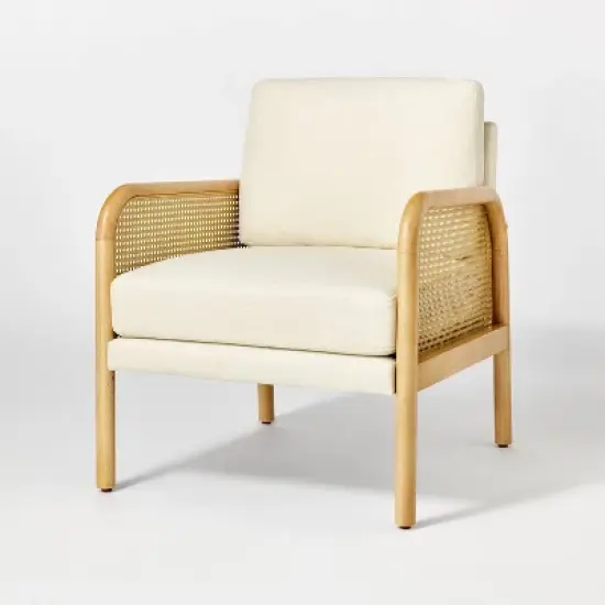 Cane and Upholstered Accent Chair Cream - Threshold&trade; designed with Studio McGee Assembly Required image {2}