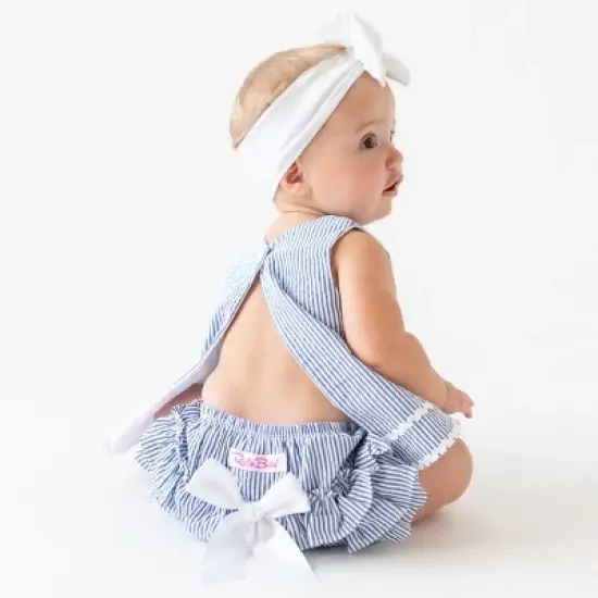 RuffleButts Girls Seersucker Ric Rac Swing Top and Bloomer Set image {3}
