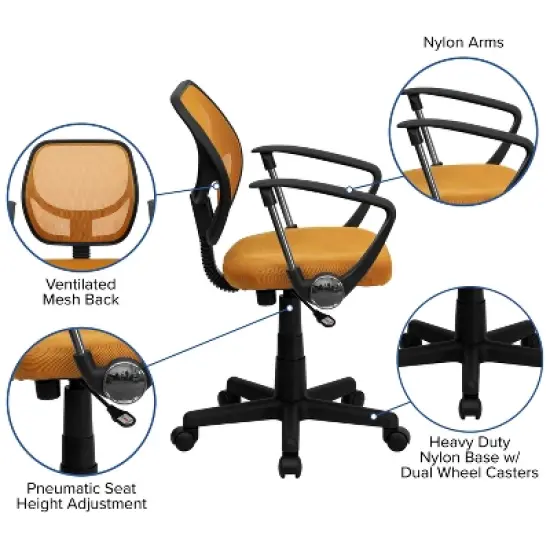 Emma and Oliver Mid-Back Mesh Swivel Task Office Chair with Curved Square Back and Arms image {2}