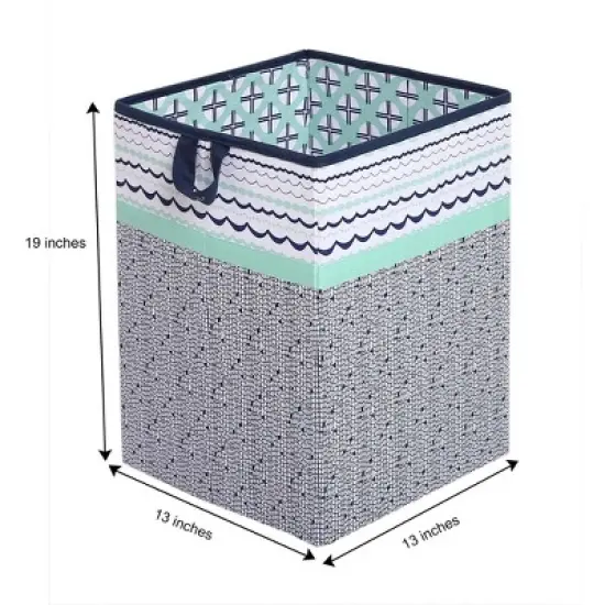 Bacati - Noah Mint/Navy Collapsible Laundry Hamper image {6}