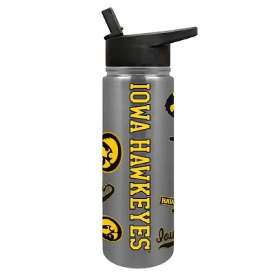 NCAA Iowa Hawkeyes Varsity Thirst Water Bottle - 24oz: Stainless Steel, Plastic Lid image {4}