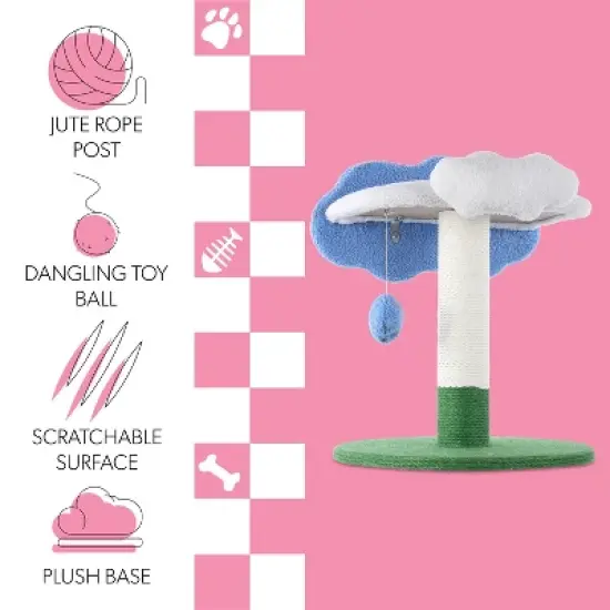 Sami Modern Jute Cloud Cat Tree with Scratching Post, and Fuzzy Toy image {4}
