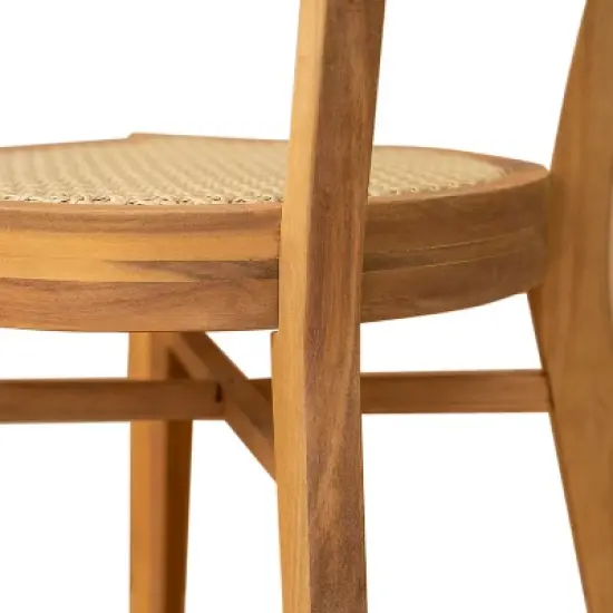 Christopher Knight Home Dahlia Patio Rustic Acacia Wood Wicker Dining Chair (Set of 2) image {8}