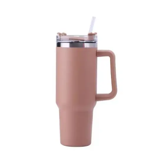 30OZ Straw Coffee Insulation Cup W/ Handle Portable Car Stainless Steel Water Bottle LargeCapacity Travel BPA Free Thermal Mug image {7}