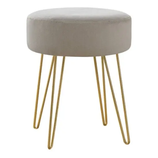 16" Round Upholstered Ottoman with Hairpin Metal Legs - EveryRoom image {5}