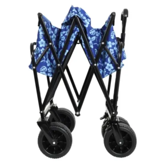 FURNIinspire Outdoor Serving Carts Fishing Cart Rod Holders All Terrain Steel Frame Utility Cart with Pneumatic Tires, Black, 44.88"*25.98"*44.49" image {4}