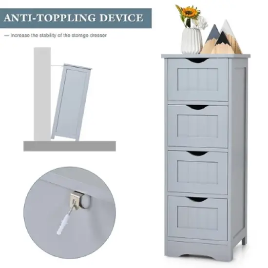 Costway Floor Storage Cabinet Bathroom Organizer Free Standing Drawers image {3}
