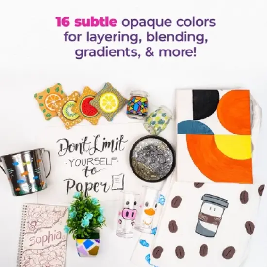 PINTAR Acrylic Premium Pastel Paint Pens Medium Tip 5.0mm Tips. 16 Vibrant, Glossy, Water-based Acrylic Paint Pens, Paint On Rocks, Glass, Ceramic image {6}