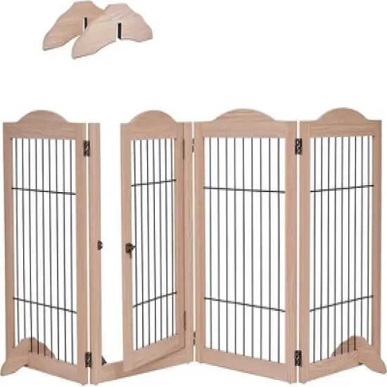 Arf Pets 30.5" Tall Freestanding Folding Dog Gate Extension - Walnut image {3}