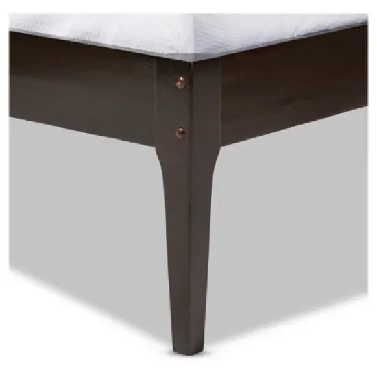 Queen Bentley Mid Century Modern Solid Wood Bed Frame Cappuccino/Dark Brown - Baxton Studio: Eco-Friendly, Rubberwood, No Box Spring Needed image {1}