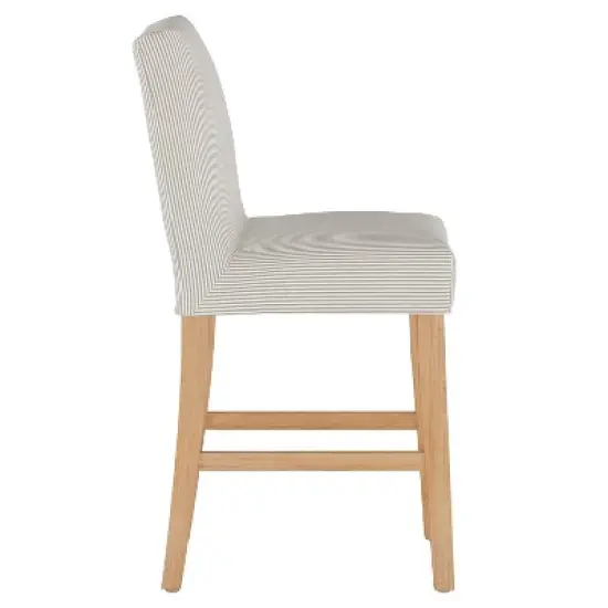Kendra Slipcover Counter Height Barstool Oxford Stripe Taupe - Skyline Furniture image {2}