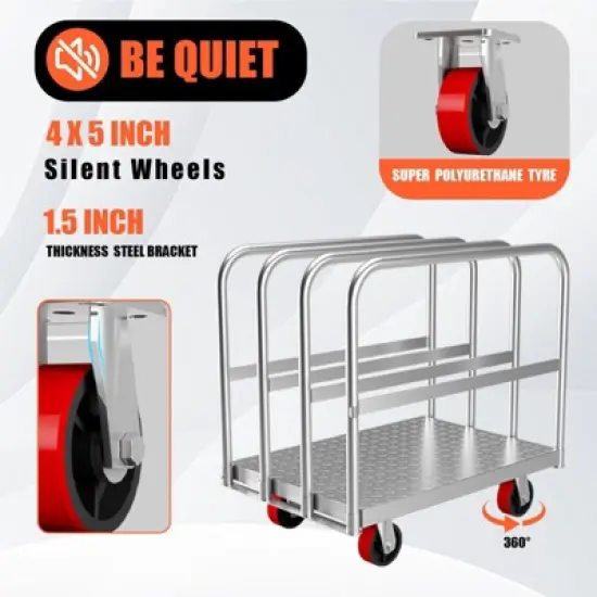 2-in-1 Heavy Duty Panel Truck Cart All Steel Platform Truck with 6'' Swivel Wheels Moving Platform Hand Truck with 2000 LBS Capacity for Garage image {2}