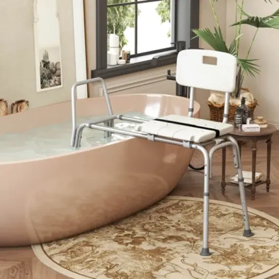 Costway Sliding Tub Transfer Bench with Extra-Wide Seat Backrest for Elderly and Disabled image {3}
