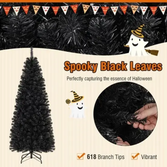 Costway 6 FT Artificial Halloween Tree with 618 Branch Tips 280 Warm White LED Lights image {6}