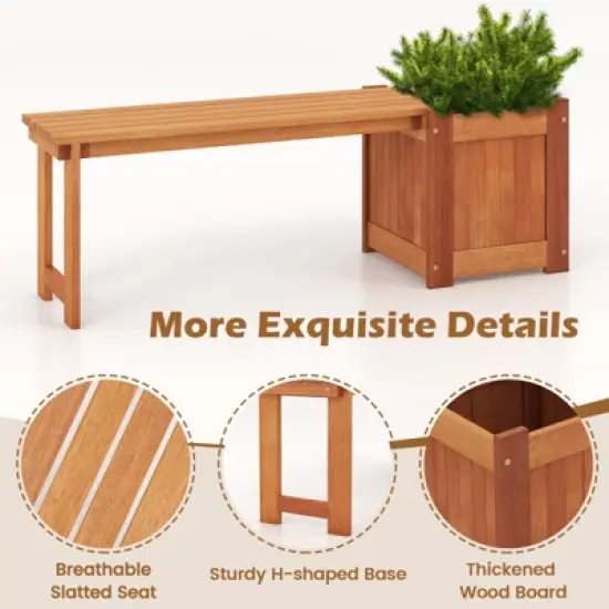 Tangkula Bench with Planter Box 2 in 1 Wooden Flower Box Kit with Seat Open-ended Base Slotted Construction 1/2pcs image {7}
