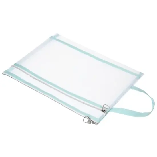 Unique Bargains Nylon A4 Mesh Zippered Clear Files Bag for Office Business with Handle image {8}