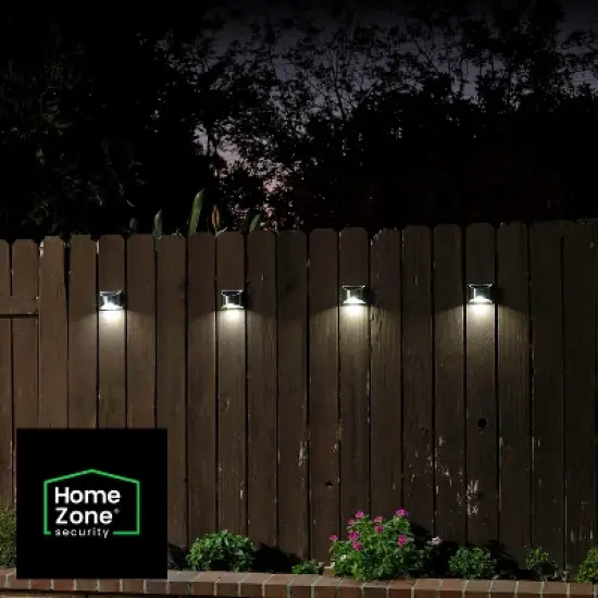 Home Zone Security&reg; 4-Pack Decorative Outdoor Solar Wall Lights Wall, Fence Post, or Step in Silver image {4}
