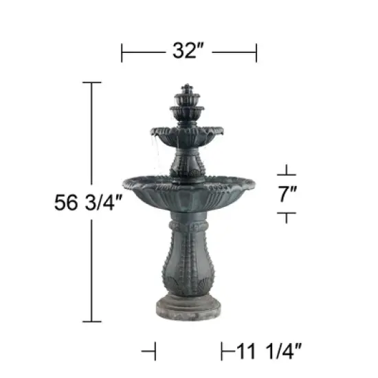 John Timberland Hampton Rustic 4 Tier Cascading Outdoor Floor Water Fountain with LED Light 56 3/4" for Yard Garden Patio Deck Porch Exterior Balcony image {6}