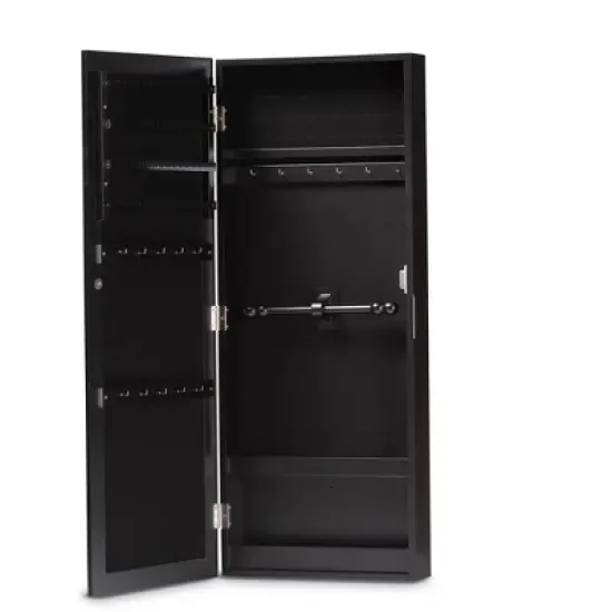 Pontus Wood Wall-Mountable Jewelry Armoire with Mirror - Baxton Studio image {2}