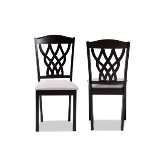 2pc Delilah Fabric Upholstered and Wood Dining Chairs - Baxton Studio image {1}