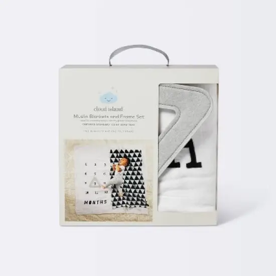 Muslin Blankets with Felt Frame Triangle - Cloud Island&trade; White/Black image {3}