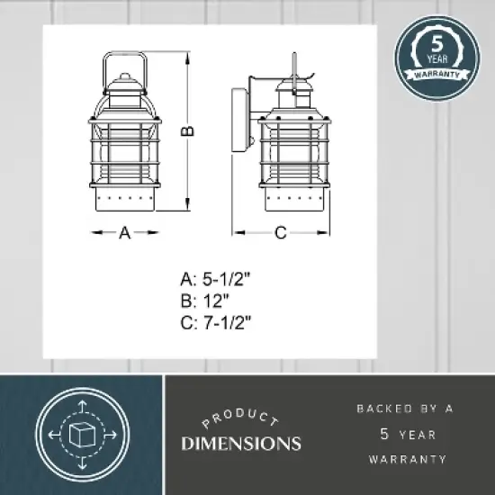 VAXCEL Hyannis Black Motion Sensor Dusk to Dawn Coastal Outdoor Wall Light image {5}