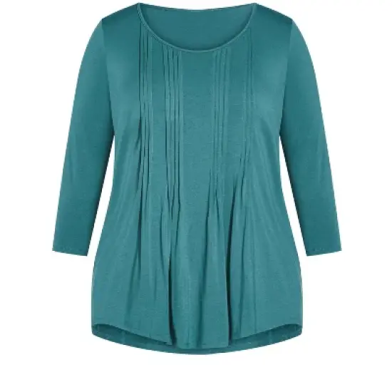 Women's Plus Size Milly Pleat Plain Top - teal | AVENUE image {2}