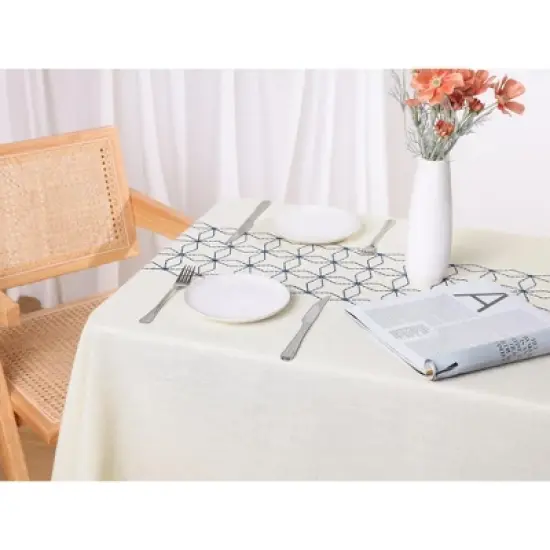 Unique Bargains Rustic Cotton Linen Waterproof Dinner Party Christmas Table Cover 1 Pc image {1}