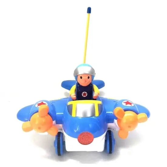 Link Cartoon RC Airplane Lightning Fast,Colorful & Bright, Honks & Plays Music Great Gift For Kids - Blue image {3}