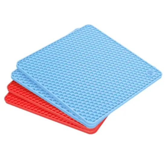 Unique Bargains Silicone Heat Resistant Multi-purpose Trivet Mat 4 Pcs image {13}