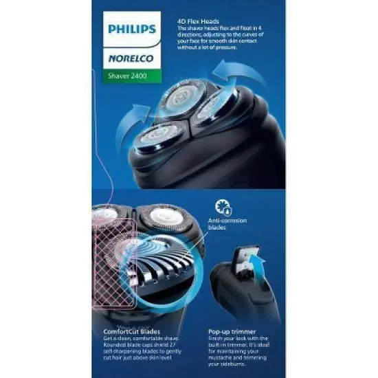 Philips Norelco Wet & Dry Men's Rechargeable Electric Shaver 2400 - X3001/90 image {2}