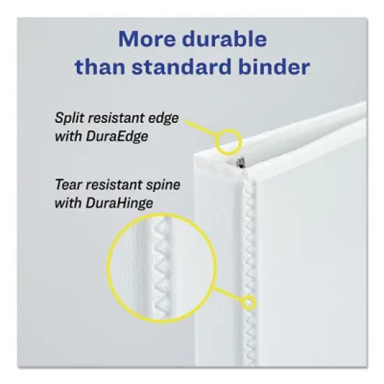 Avery Durable View Binder with DuraHinge and Slant Rings, 3 Rings, 1" Capacity, 11 x 8.5, White image {3}