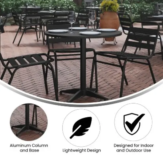 Flash Furniture Lila 31.5'' Round Aluminum Indoor-Outdoor Table Set with 4 Slat Back Chairs image {7}