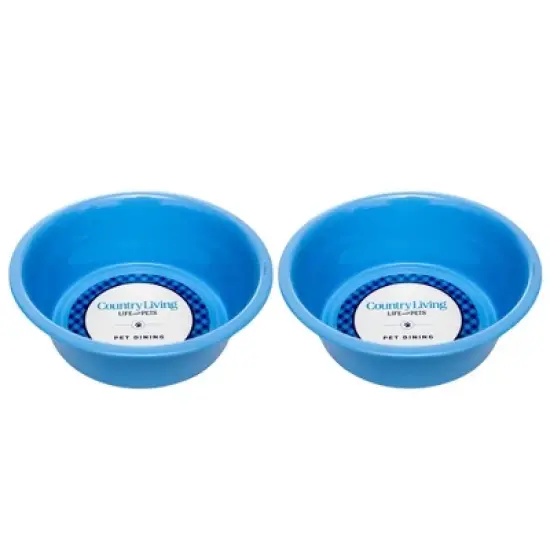 Country Living Set of 2 Coated Stainless Steel Heavy-Duty Dog Bowls &ndash; Available in 3 Colors (32oz Each) image {1}