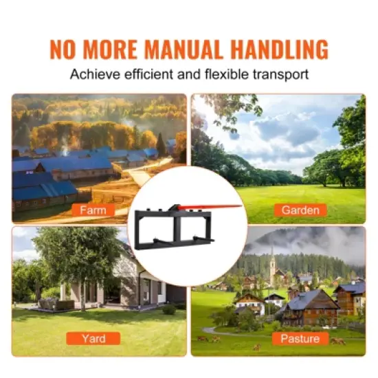 VEVOR 49" Hay Spear, Bale Spears 1600lbs Loading Capacity, Skid Steer Loader Tractor Attachment with 2pcs 17.5" Stabilizer Spears, Black image {6}