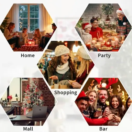 Artificial Christmas Tree, Pre-Lit Pencil Christmas Tree, Dual LED Light, Xmas Tree Holiday Decoration for Home Party image {7}