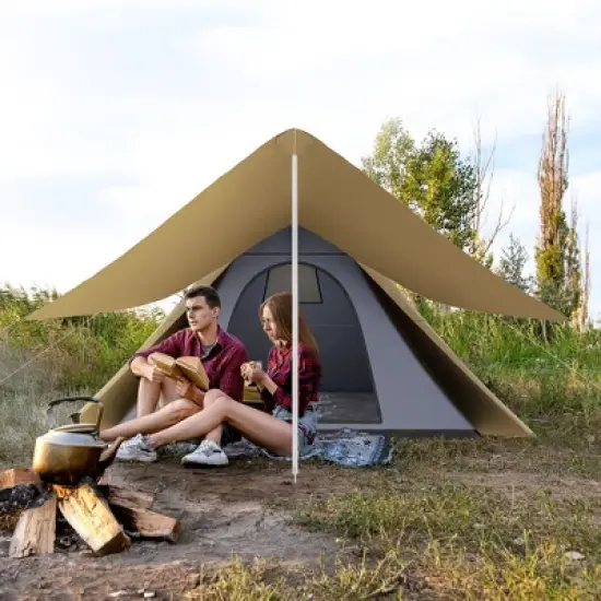 Cesicia 15.4'x15.4'x8.5' Waterproof Camping Tent with Porch Area, Floor and Carry Bag, for 2-3 Person Outdoor Camping image {8}