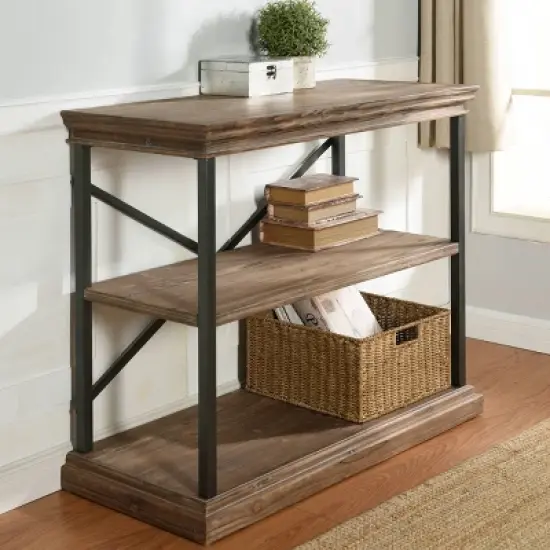 36.25" Archer Ridge Three Tier Bookcase Brown/Black - Stylecraft image {1}
