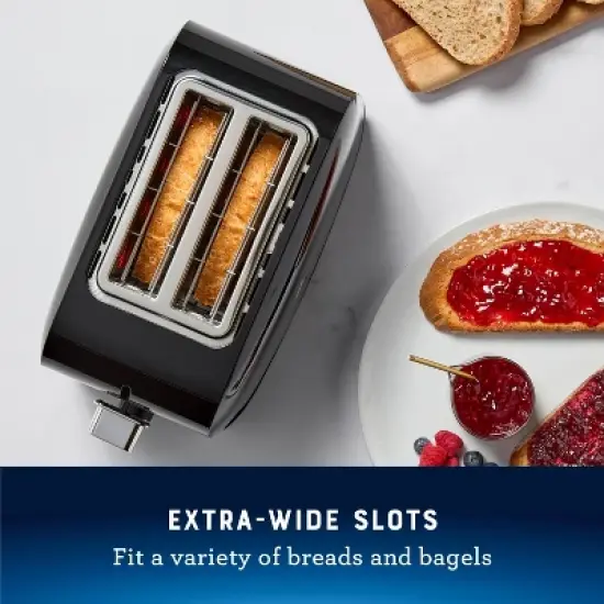 Oster 2-Slice Toaster With Extra-Wide Slots Black/Stainless Steel: Bagel Maker, 800W, Spot Clean, 1-Year Warranty image {1}