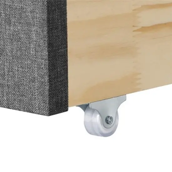 MUSEHOMEINC BD1002NS Upholstered Underbed Storage Trundle Organizer Drawer with Center Divider and 4 Caster Wheels, Gray, Full/Twin image {2}
